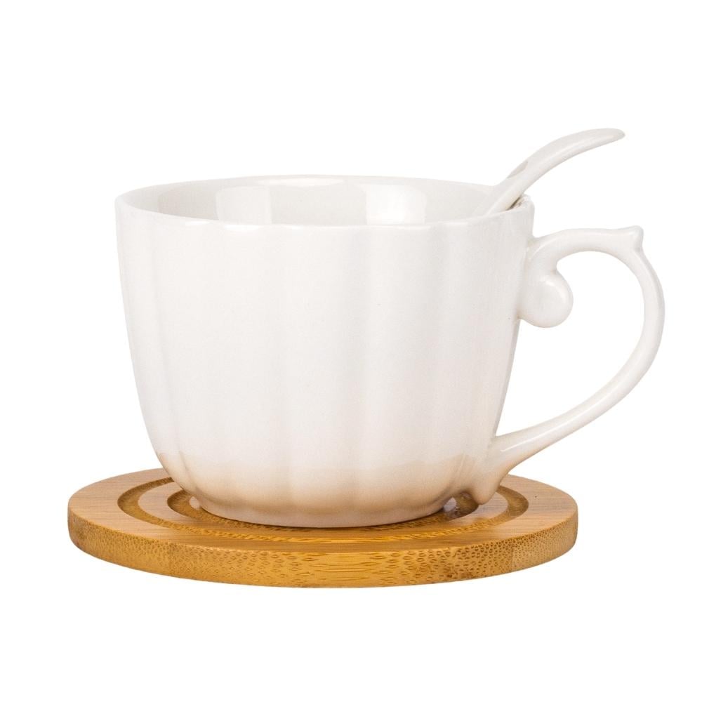 Набор кружок Elisey Сердце с бамбуковой подставкой 15 см Белый (99-81-9184-010) - фото 4