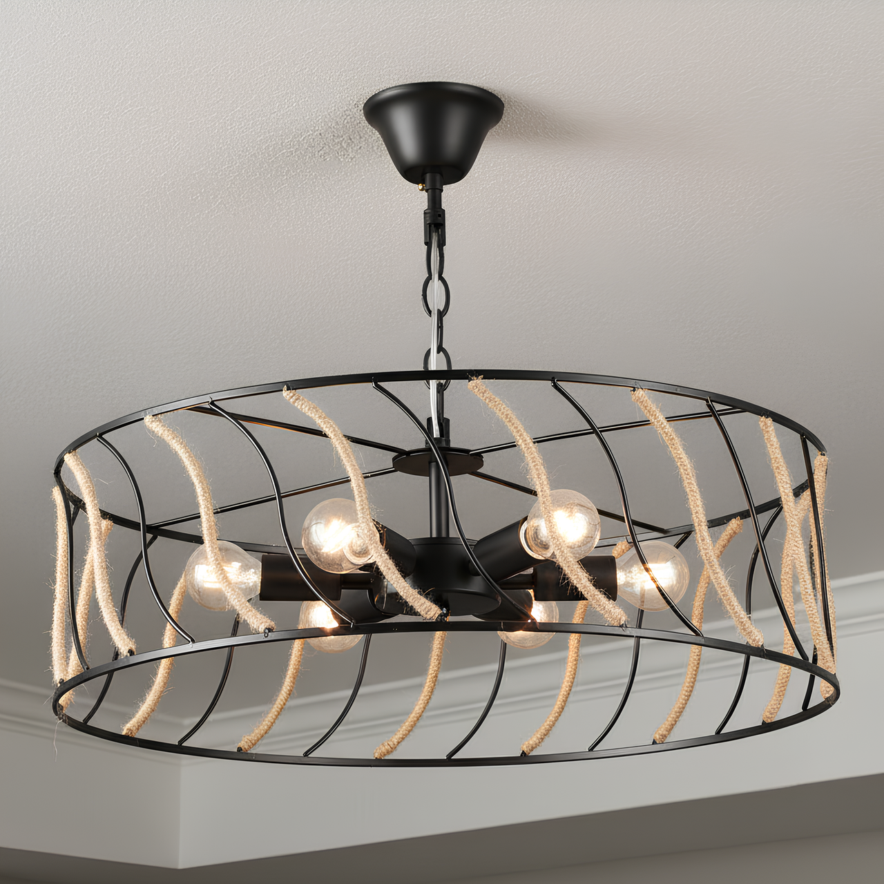 Люстра Valeso металлическая в стиле лофт под шесть ламп Е14 Черный (E2721/6)