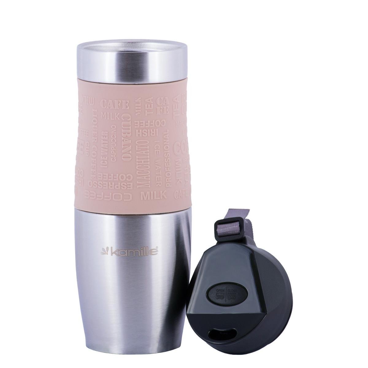 Термокружка Kamille KM-2051-BE 480 мл Бежевый (105266) - фото 3 Термокружка Kamille KM-2051-BE 480 мл Бежевый (105266) - фото 3