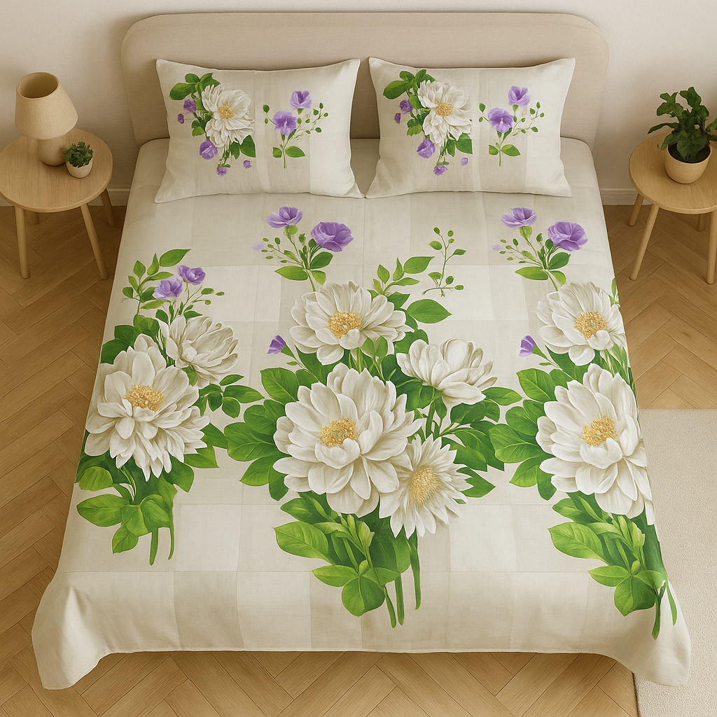 Комплект постельного белья Flowers 2 полуторный ранфорс 150х220 см (R-180/WP/1.5)
