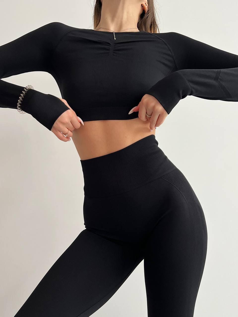 Костюм 2в1 рашгард/леггинсы с пуш-ап эффектом M Черный (M07M)