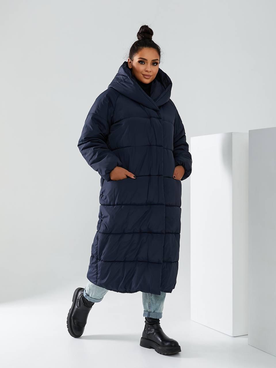 Пальто-пуховик довге на кнопках Аiza А521 р. 54-56 Синій - фото 7 Пальто-пуховик довге на кнопках Аiza А521 р. 54-56 Синій - фото 7