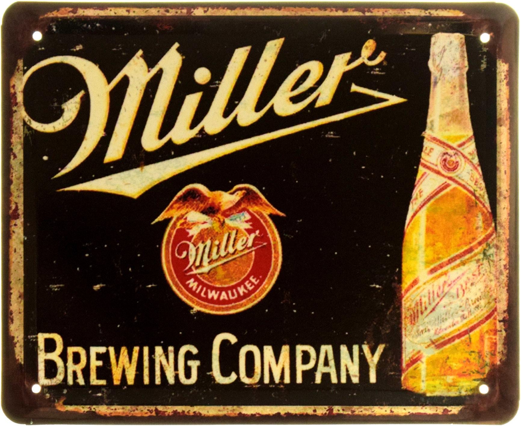 Табличка металлическая "Miller Brewing Company" 18x22 см (ms-103943)