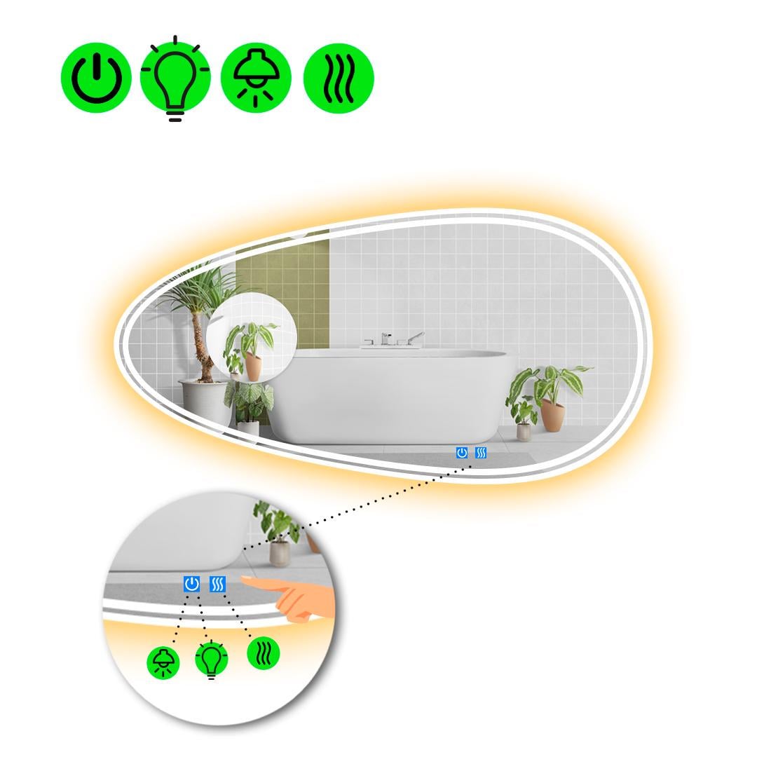 Зеркало с LED подсветкой Occhio 4 с двумя сенсорами 80x40 см (8775989) Зеркало с LED подсветкой Occhio 4 с двумя сенсорами 80x40 см (8775989)