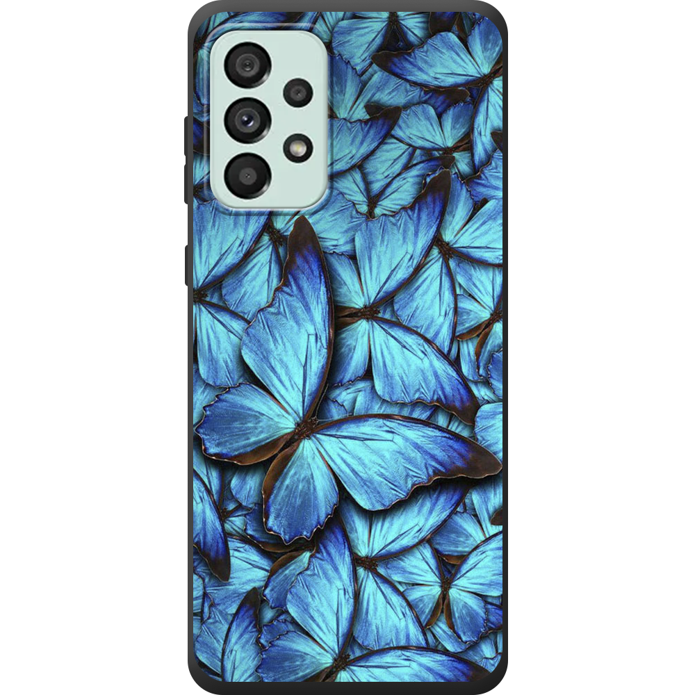 Чехол BoxFace Samsung Galaxy A33 5G (A336) лазурные бабочки Черный силикон (44140-up1550-44168)