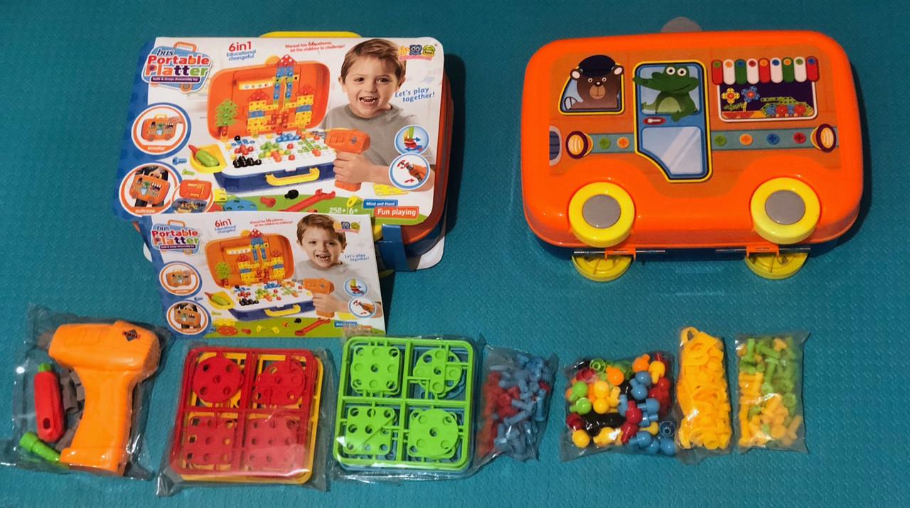 Конструктор-мозаїка Portable Platter 6в1 розвиваючий з дрилем 258 деталей (54472) - фото 4 Конструктор-мозаїка Portable Platter 6в1 розвиваючий з дрилем 258 деталей (54472) - фото 4