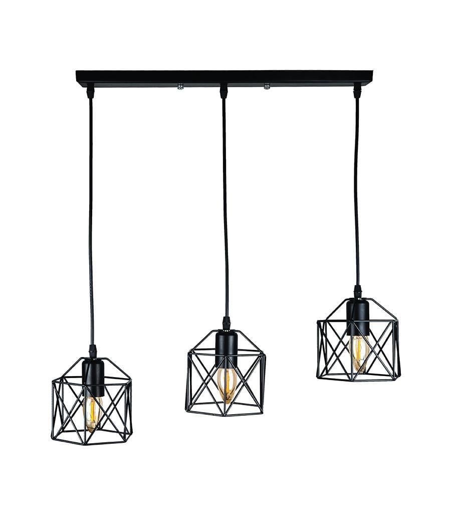 Подвесной светильник линейный Levistella 756PR101F-3 500 Лофт с тремя металлическими плафонами Черный (1887931029)