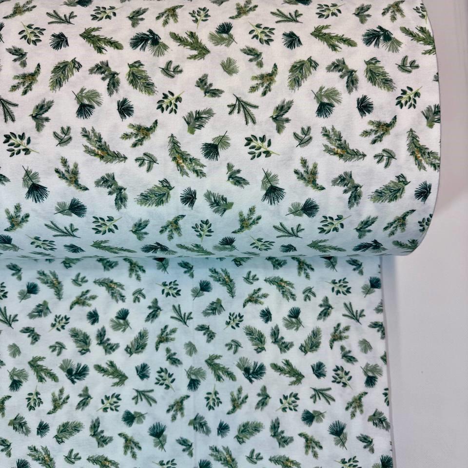 Ткань для постельного белья фланель хвойные листочки 240 см (207378)