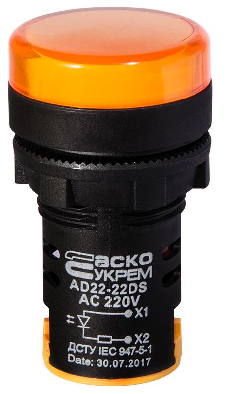 Лампа сигнальная АСКО-Укрем AD22-22DS 22 мм LED 220 V АC Желтый (A0140030046) Лампа сигнальная АСКО-Укрем AD22-22DS 22 мм LED 220 V АC Желтый (A0140030046)