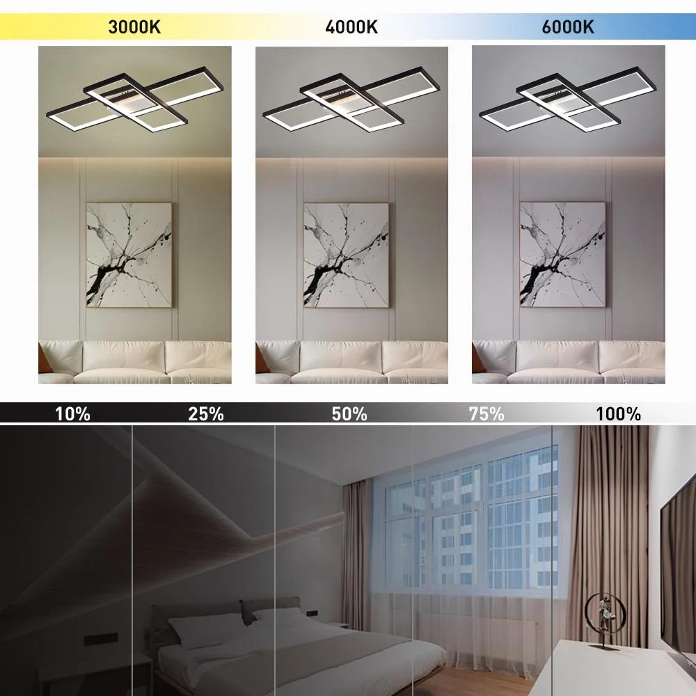 Люстра светодиодная ESLLSE SVEN 3S 85 Вт с пультом 690x470x80 мм Черно-белый - фото 4