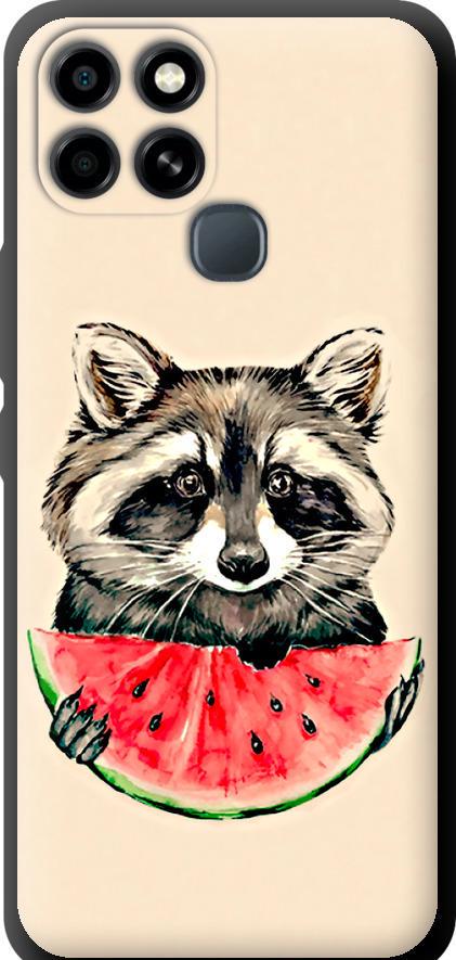 Чехол на Infinix Smart 6 Енотик с арбузом (4605b-2758-42517)