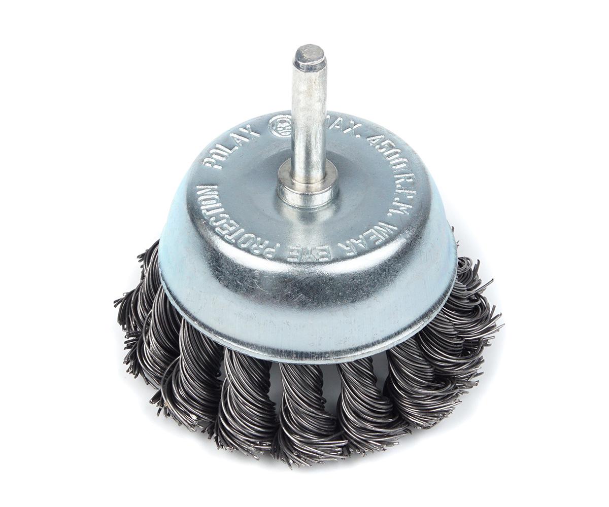 Щетка по металлу Polax торцевая по металлу для дрели стальная проволка 1/4" 75 мм (54-170)