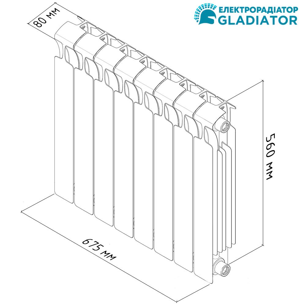 Электрорадиатор Gladiator 8Т стандарт 500/80 программатор 0,65 кВт - фото 4