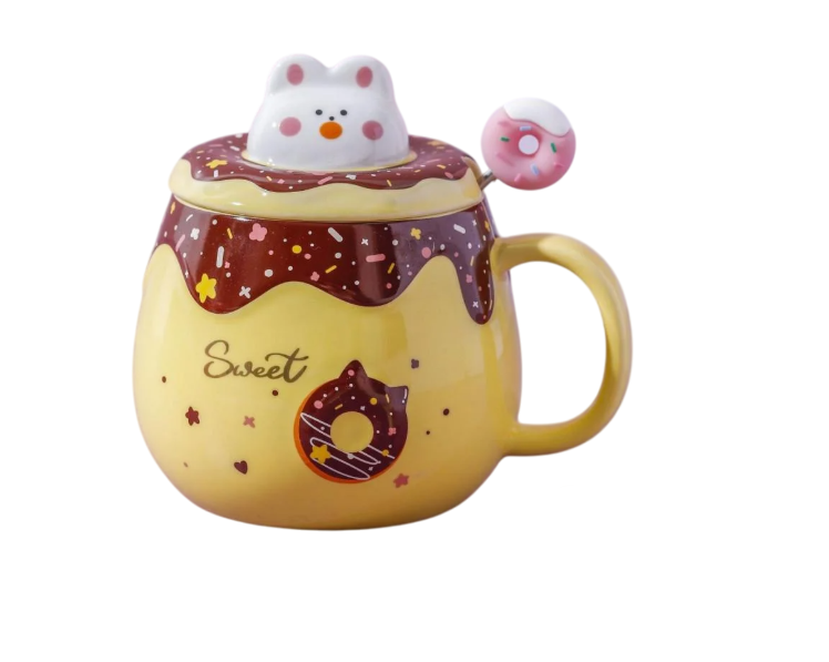 Чашка із кришкою Пончик 14612 500 мл Жовтий (4981791) Чашка із кришкою Пончик 14612 500 мл Жовтий (4981791)