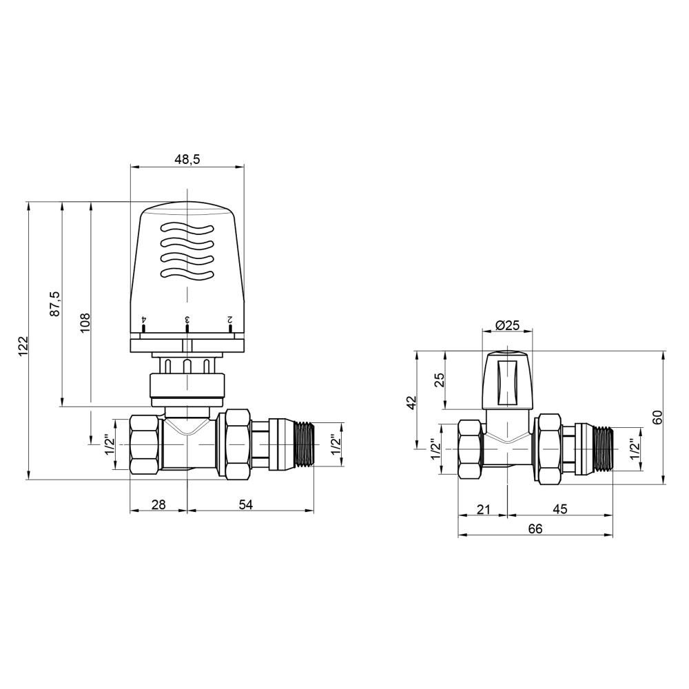 Термокомплект кранов с термоголовкой ICMA 1/2" с антипротечкой прямой №KIT 1100+775-940+815-940 (82KITHAD061100) - фото 2