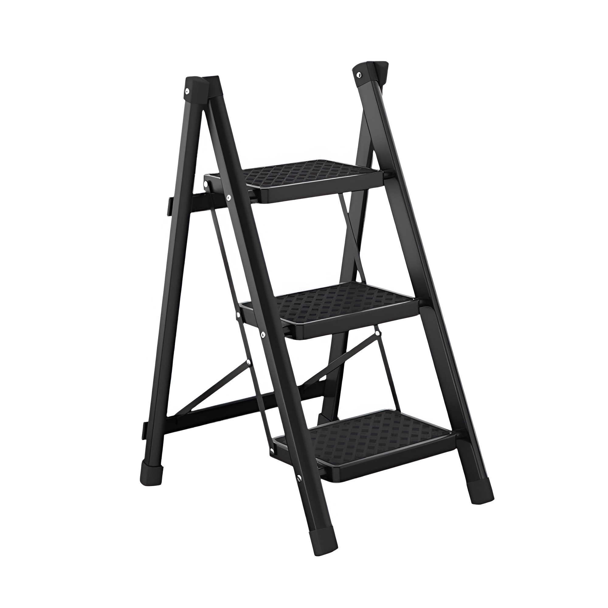 Лестница строительная складная Stenson R93514 металлическая с пластиком 3 яруса 41х80 см Черный (c92233c0)