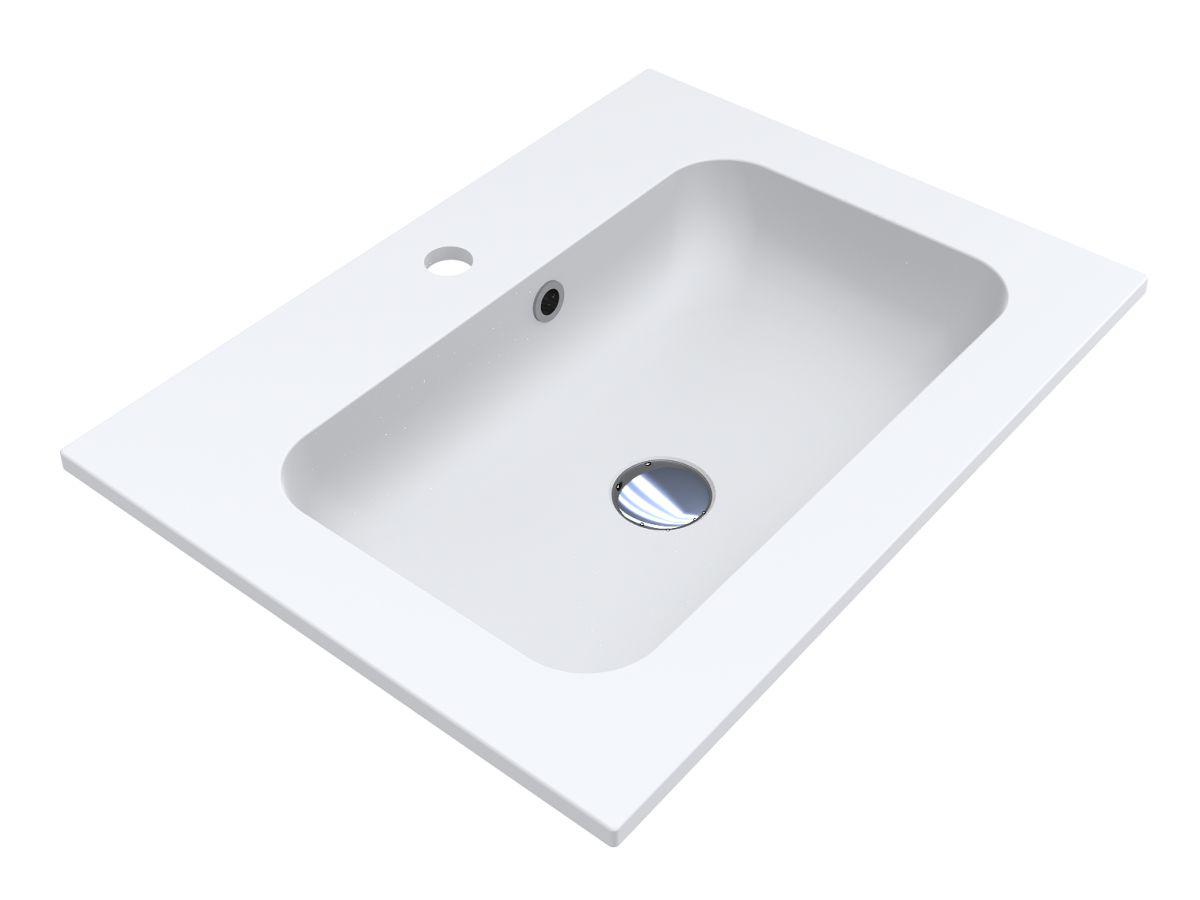 Умывальник Miraggio DELLA 600 MIRASOFT с литого мрамора матовый Белый (84126)