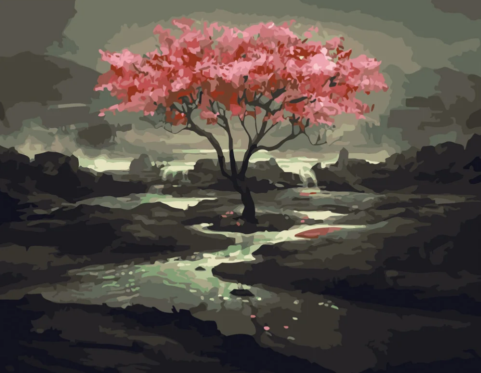 Картина по номерам Strateg Розовое дерево 40x50 см (GS323)