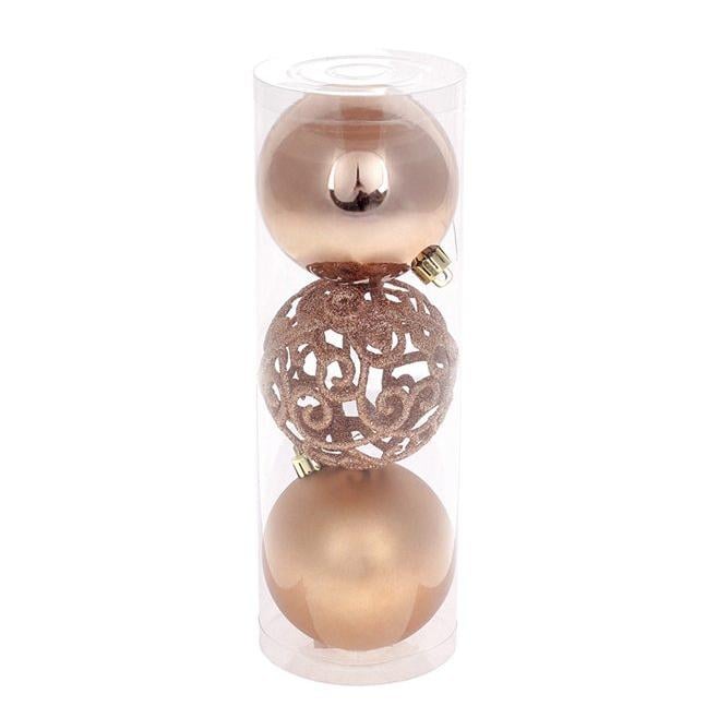 Набор пластиковых новогодних шаров Flora 3 шт. D-8 см (12459)