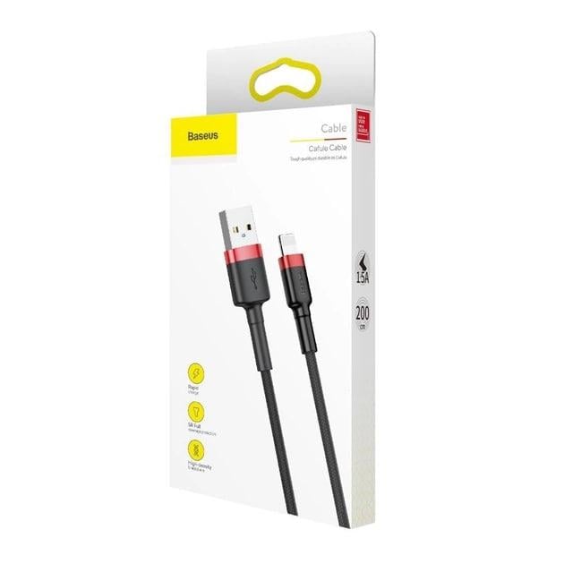 Кабель для зарядки BASEUS Cafule Cable USB to Lightning 1,5 A 2 м Black/Red (CALKLF-C19) - фото 14