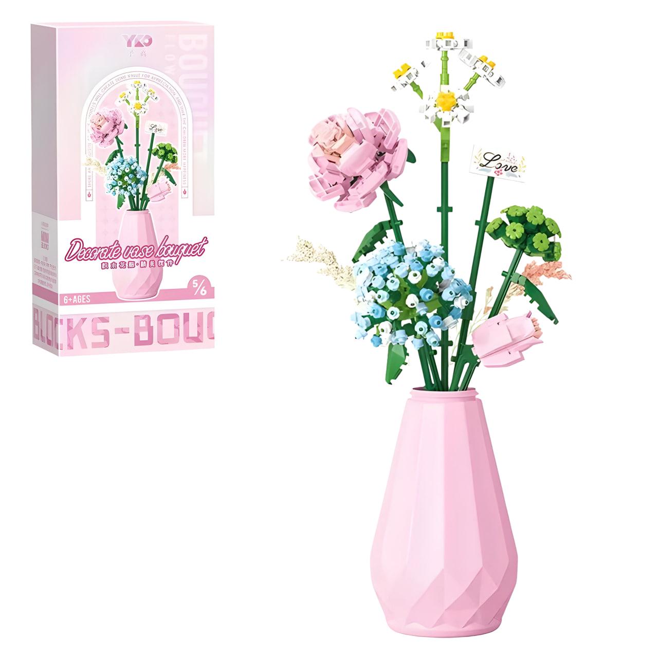 Конструктор 3D Рожева ваза з квітами 309 дет. (2354-P)