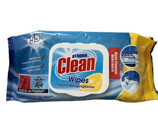 Вологі серветки для збирання At Home Clean Multi Cleaning Lemon 55 шт. (20066599)