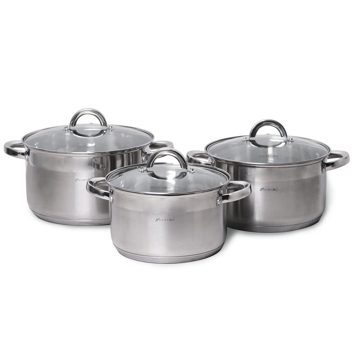 Набір каструль із кришками Kamille КМ-5630S із нержавіючої сталі із 6 предметів Сталевий (150-84-5630S)