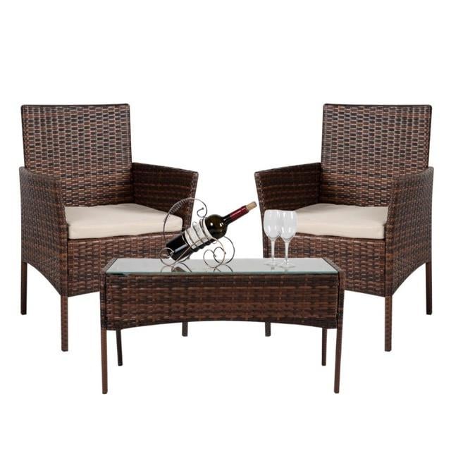 Комплект садовой мебели для отдыха Bonro B-6210-2 2 кресла и столик Коричневый (2670149009)