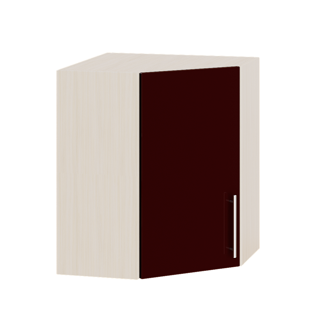 Шафа верхня Еверест Модерн модуль Верх угловий В17-600 60х60х72 см Бордо глянець/Дуб Молочний (05302)