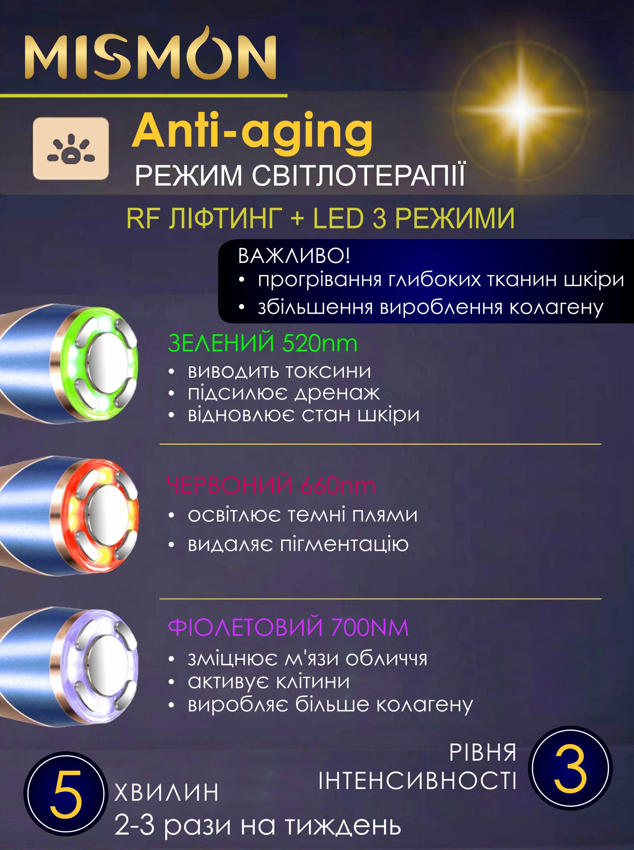 Масажер для догляду за обличчям Mismon MS-318C RF ліфтинг/EMS терапія/ультразвук (463404434) - фото 8