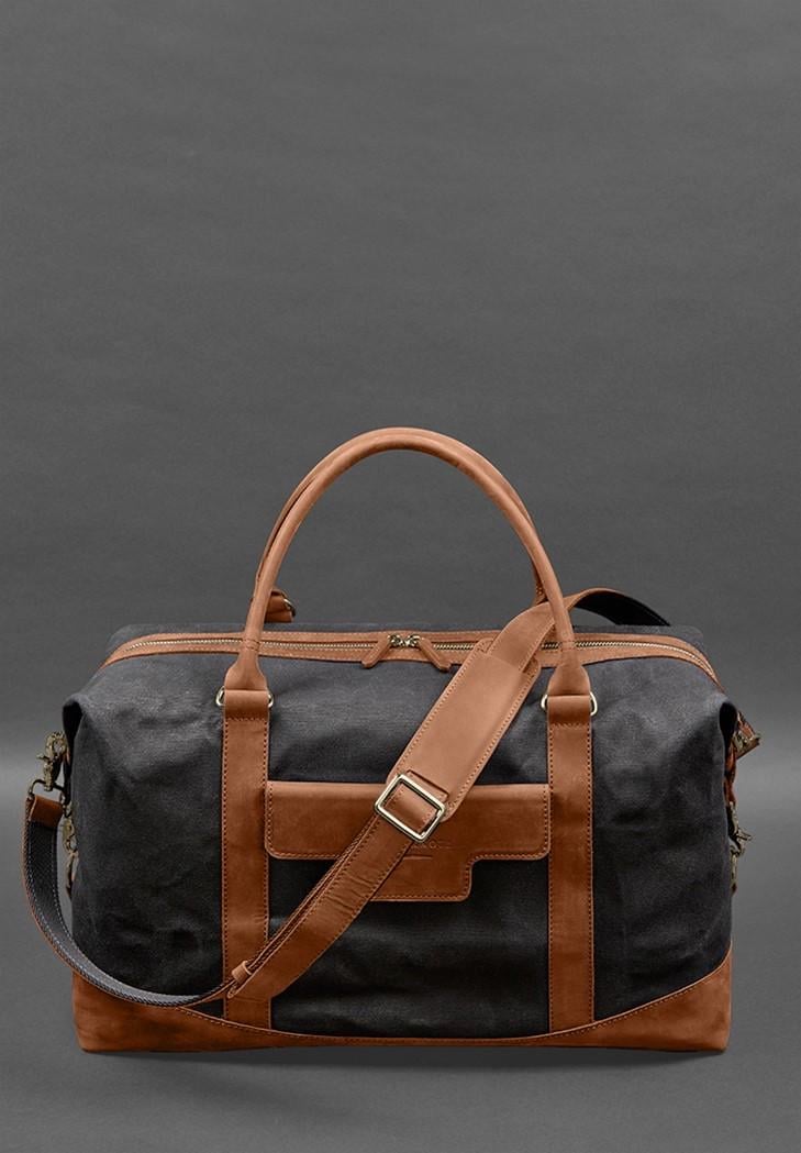 Дорожня сумка з канвасу та натуральної шкіри Crazy Horse Світло-коричневий (A-028160)