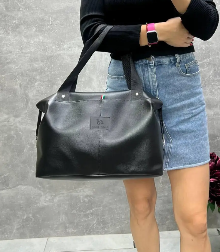 Сумка женская на плечо спортивная из экокожи дорожная большая Черный - фото 9 Сумка женская на плечо спортивная из экокожи дорожная большая Черный - фото 9