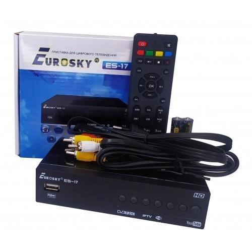 Ефірний цифровий ресивер Eurosky ES-17 IPTV Metal DVB-T/T2/C з підтримкою цифрового кабельного ТБ (12341374)