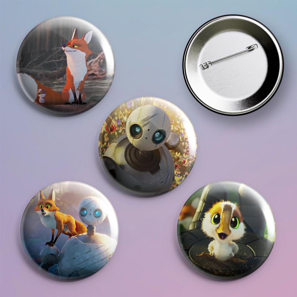 Значки на рюкзак с принтом The Wild Robot 4 шт.