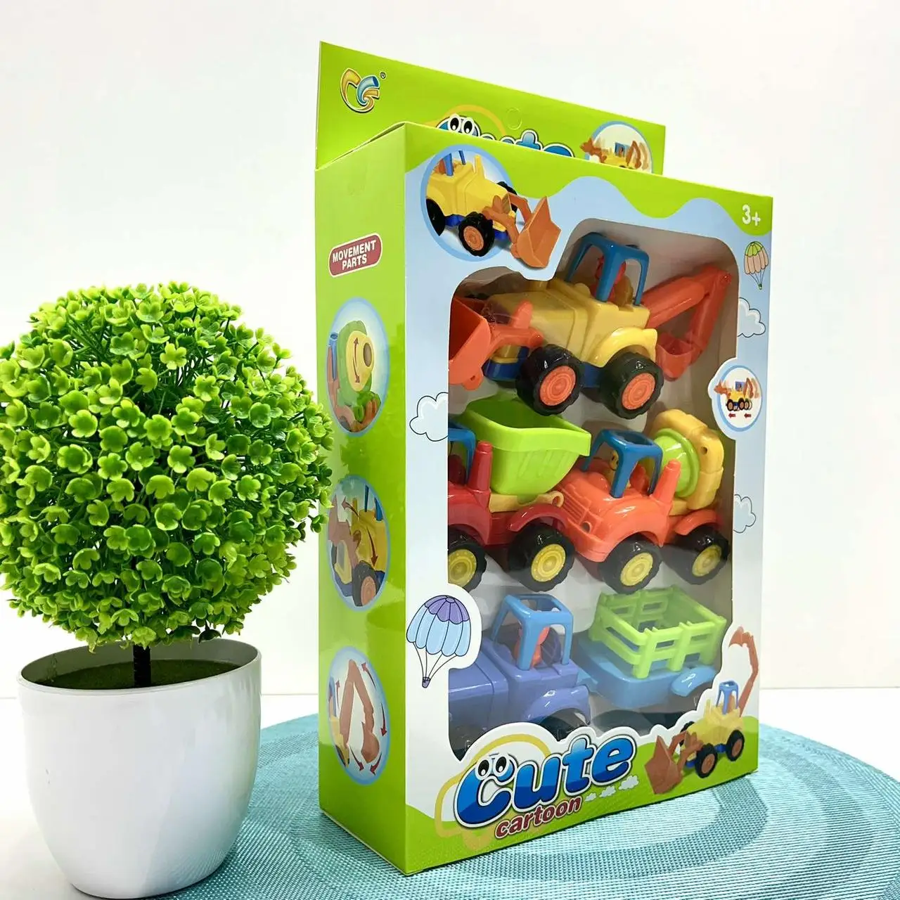 Набір інерційних машинок спецтехніка 345-2A 4 машинки та причіп з рухомими елементами (2826973623) - фото 6 Набір інерційних машинок спецтехніка 345-2A 4 машинки та причіп з рухомими елементами (2826973623) - фото 6