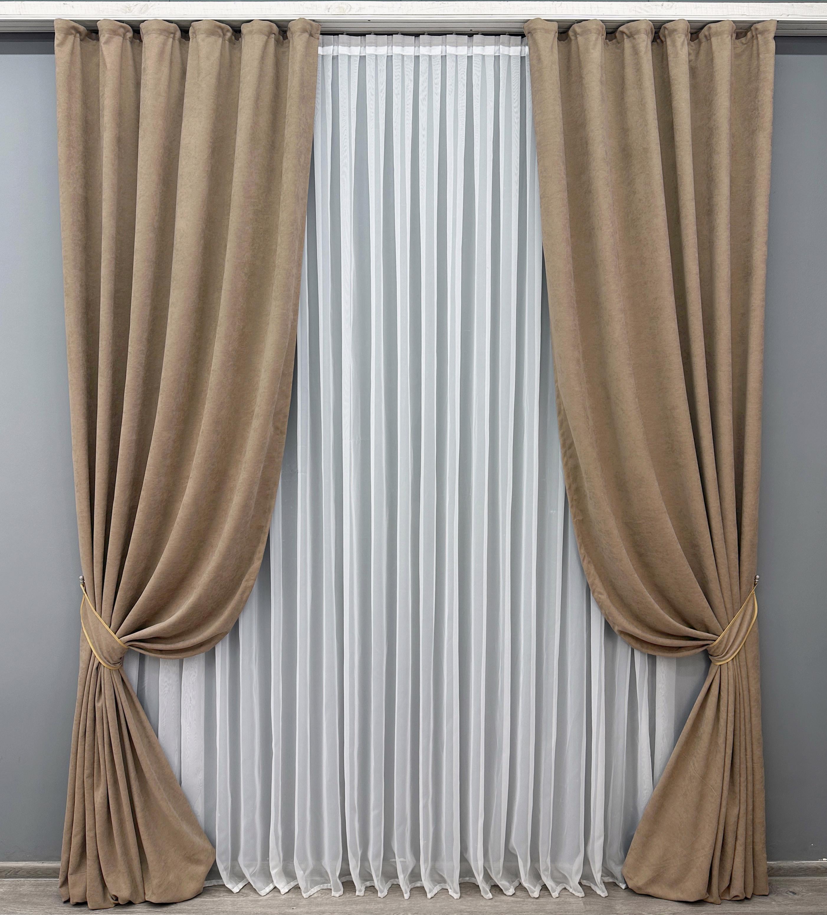 Комплект штор VR-Textil Petek YL №1707ш микровелюр 150х295 см 2 шт. Какао (33-0606)