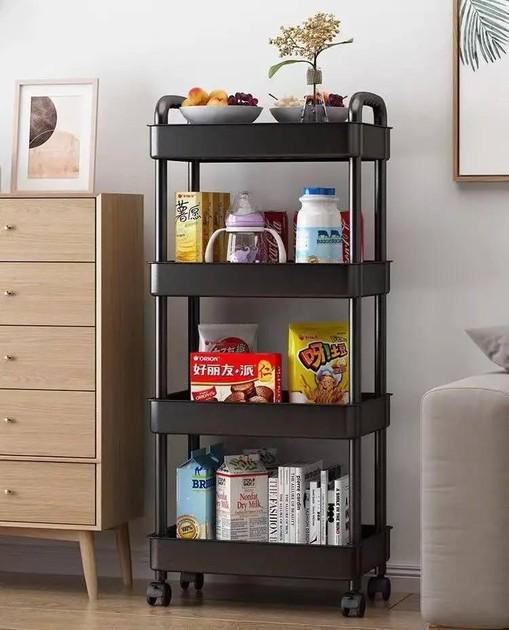 Полка-этажёрка напольная передвижная 4 ярусная на колесах 100х40х26 см (17051) - фото 5 Полка-этажёрка напольная передвижная 4 ярусная на колесах 100х40х26 см (17051) - фото 5