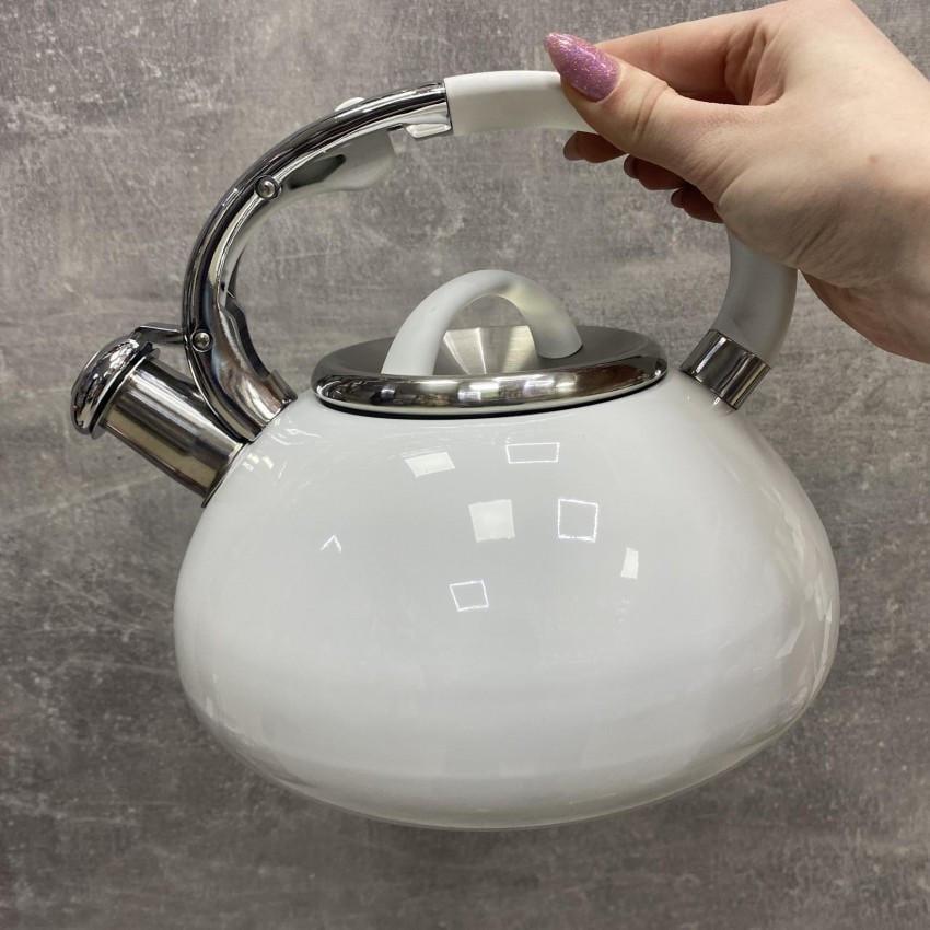 Чайник Empire EM-7709 из нержавеющей стали со свистком 3 л Белый (1778668362) - фото 6