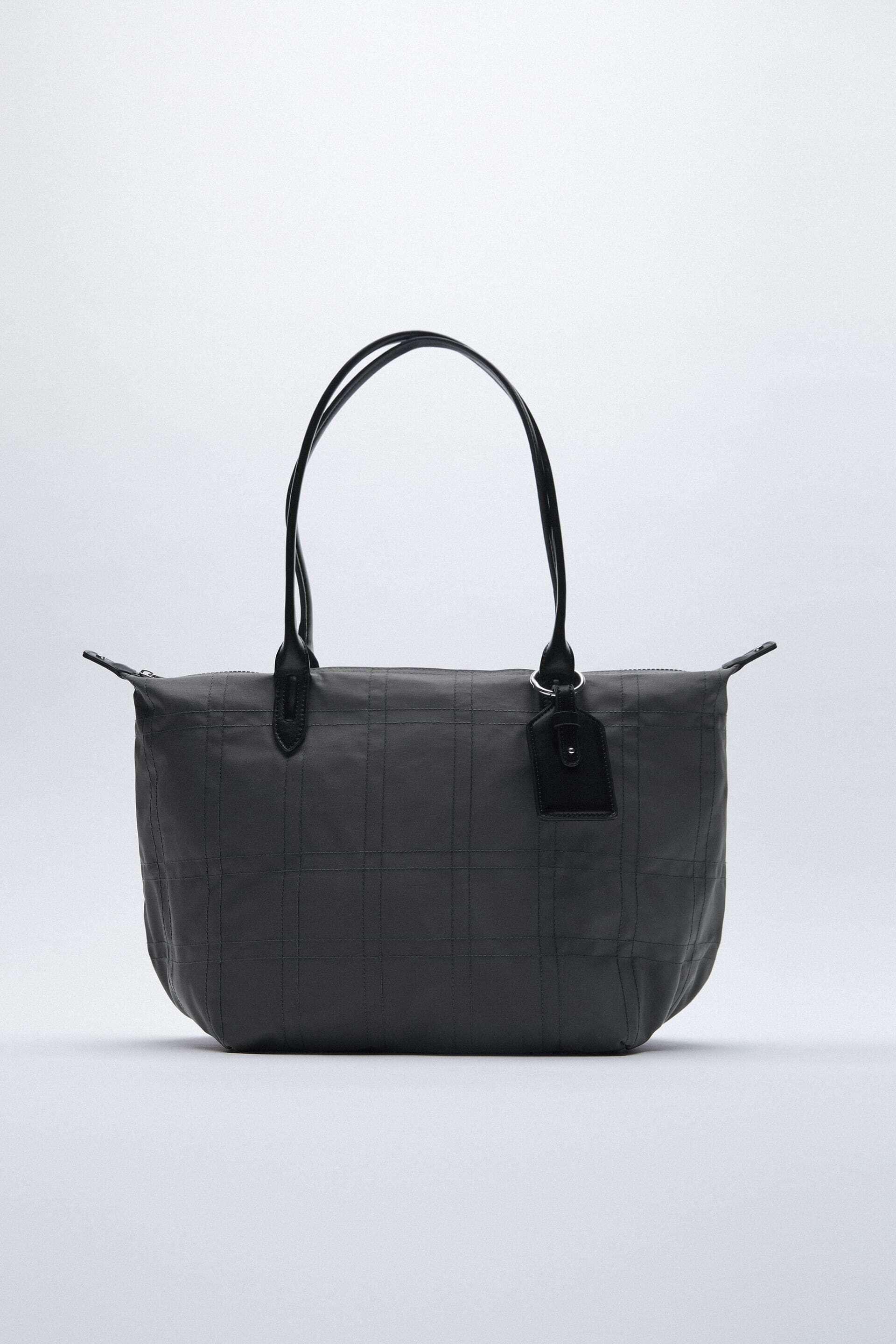 Женская сумка Tote Zara LP02 с декоративной строчкой Темно-серый (P-6910806230799)