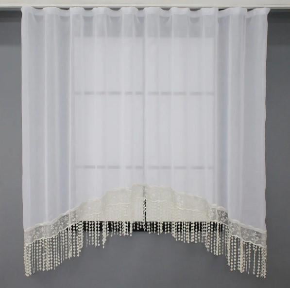 Занавеска с аркой лен/макраме 270х150 см Белый (000к 51-184)