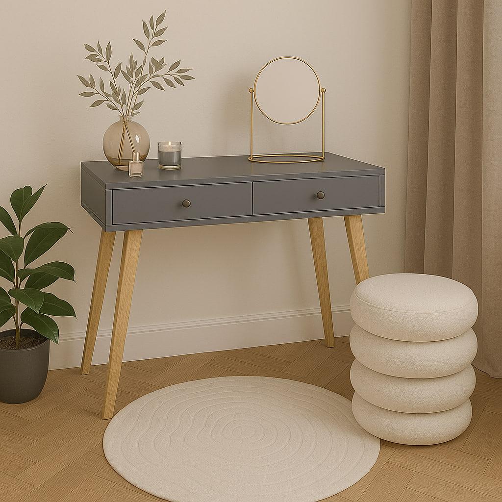 Туалетний столик New and Classic на дерев'яних ніжках 795x900x400 мм Антрацит (ТЗ-Сканді-1) - фото 1 Туалетний столик New and Classic на дерев'яних ніжках 795x900x400 мм Антрацит (ТЗ-Сканді-1) - фото 1