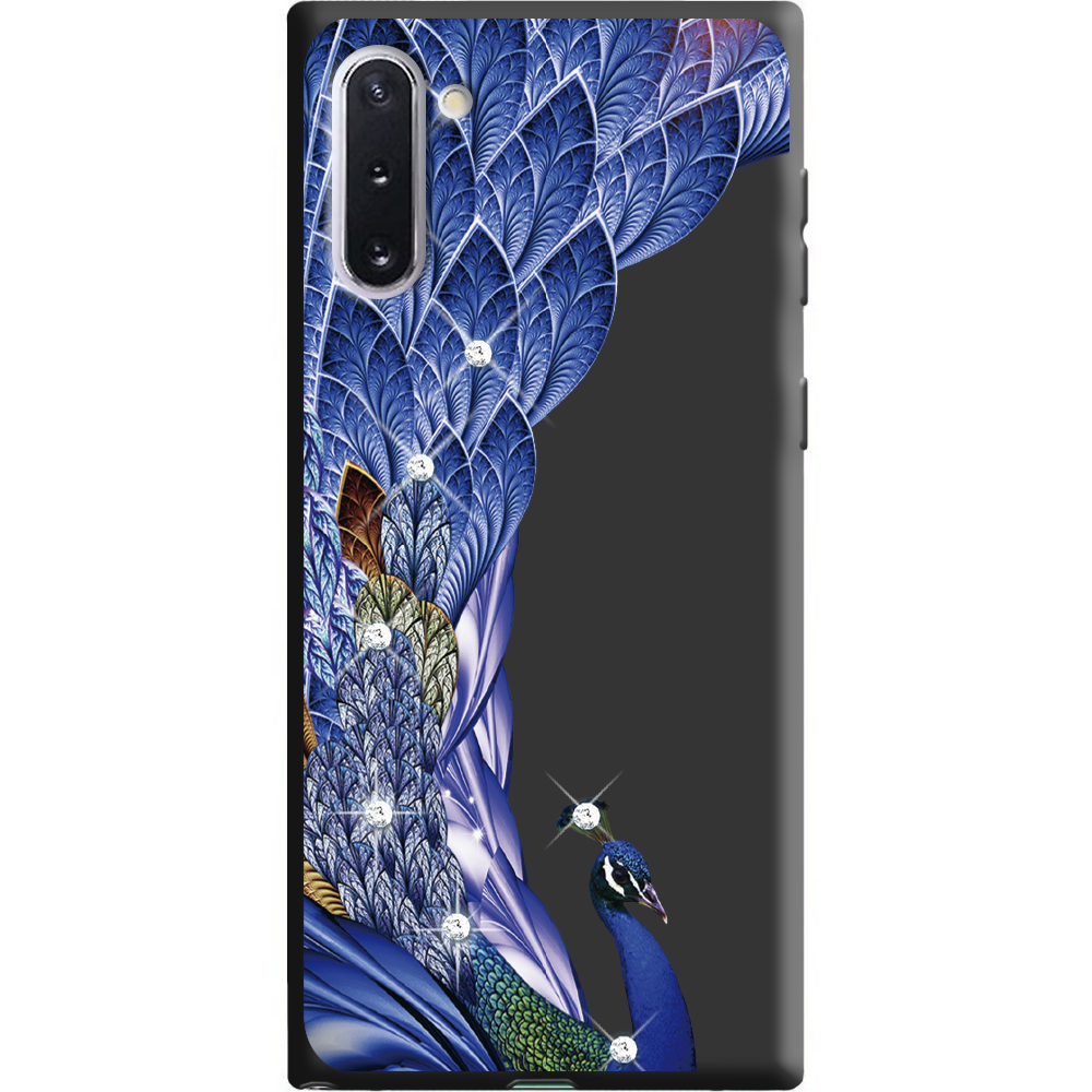 Чехол Boxface Samsung N970 Galaxy Note 10 Павлин со стразами Черный силикон (37407-rs7-38697)