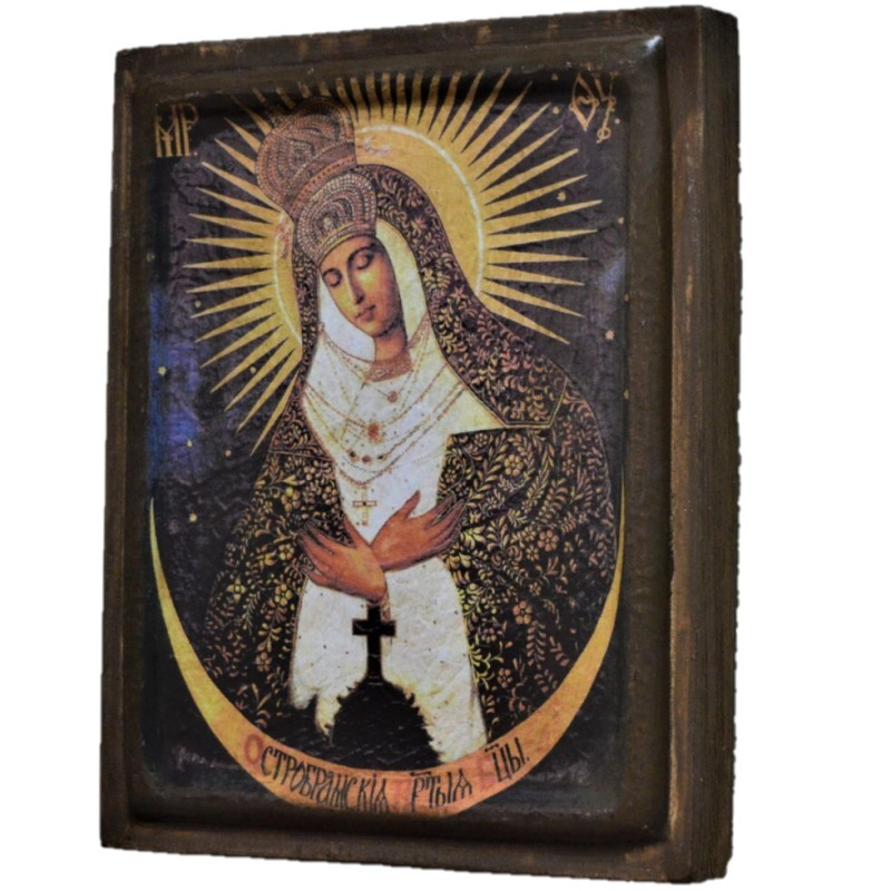 Ікона Пресвята Богородиця Остробрамська на дереві 30х38 см (102-0055в) - фото 2 Ікона Пресвята Богородиця Остробрамська на дереві 30х38 см (102-0055в) - фото 2
