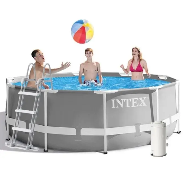 Бассейн каркасный Intex круглый с фильтр-насосом 3785 л/час стремянкой тентом и подстилкой 305х99 см