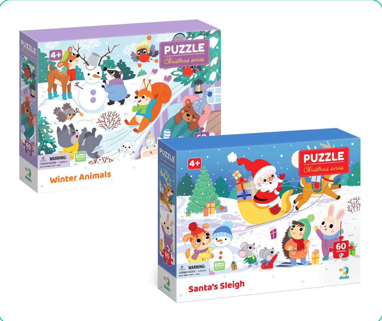 Набор пазлов Dodo Зимние развлечения Санки Санты и Зимние животные (2779311343)