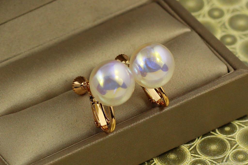 Серьги клипсы Xuping Jewelry шарики белый перламутр 1,6 см Золотистый (27138622)