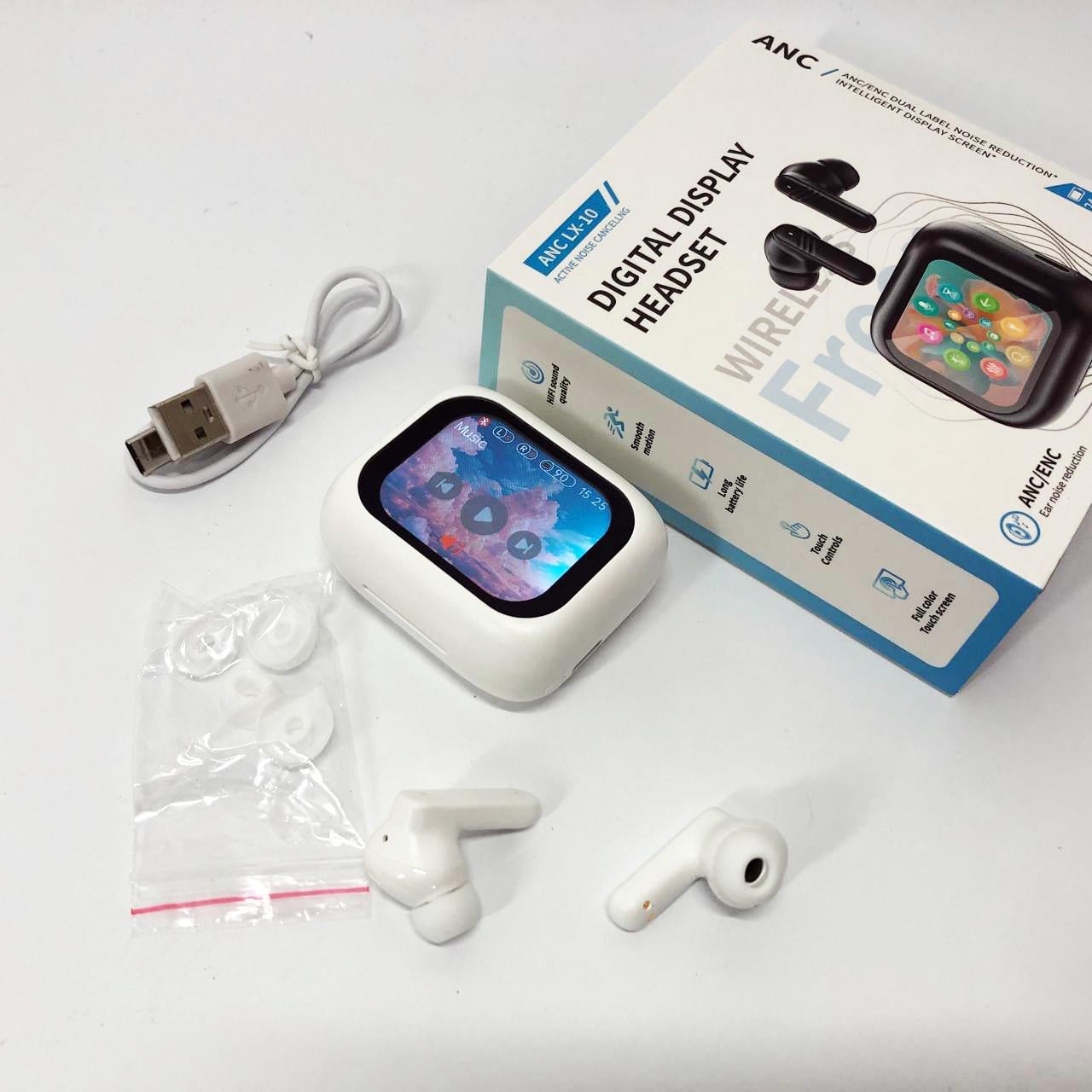 Навушники бездротові LX-10 TWS Earbuds з LED дисплеєм Bluetooth білий