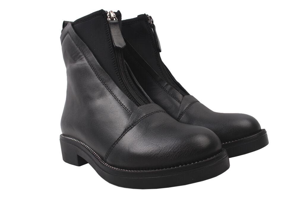 Ботинки женские Aquamarin из кожи на низком ходу р. 39 Черный (1636-9DHC)
