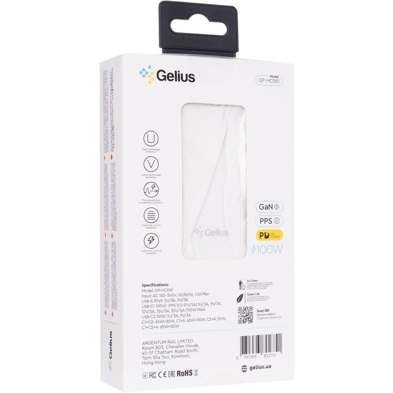 Зарядное устройство сетевое Gelius Nimble GaN GP-HC061 100W White (99402) - фото 8