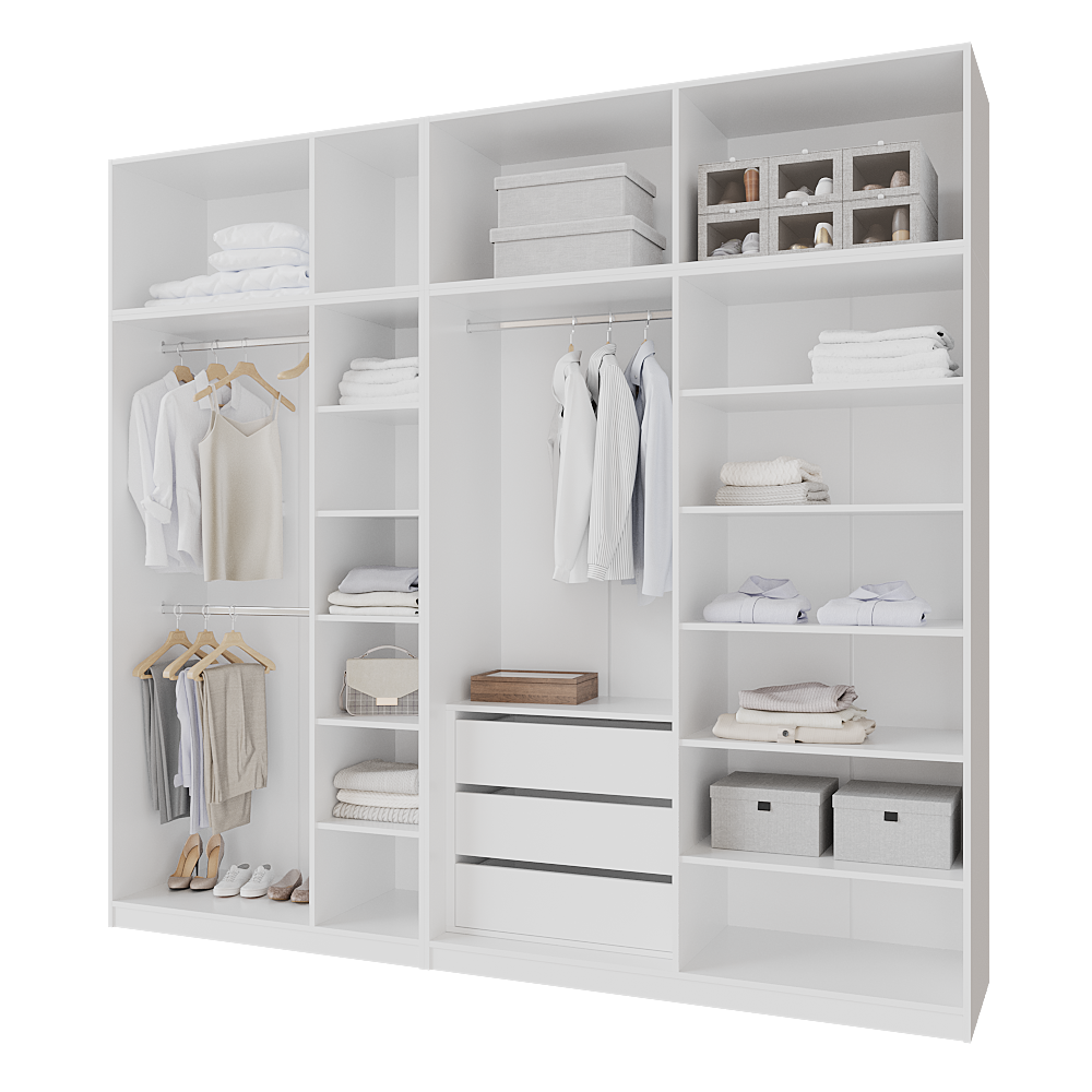 Шкаф распашной с тумбой и антресолью Меблітренд Чиназес Чита-2800.4 2800х500х2450 мм Белый (27552841) - фото 2 Шкаф распашной с тумбой и антресолью Меблітренд Чиназес Чита-2800.4 2800х500х2450 мм Белый (27552841) - фото 2